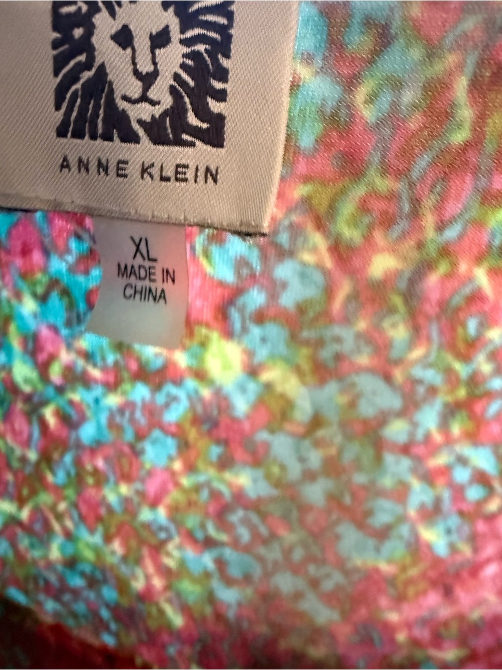 Anne Klein Multicolor Floral Zip-Front Women's Top (Pink, Green, Blue) - Picture 2 of 4